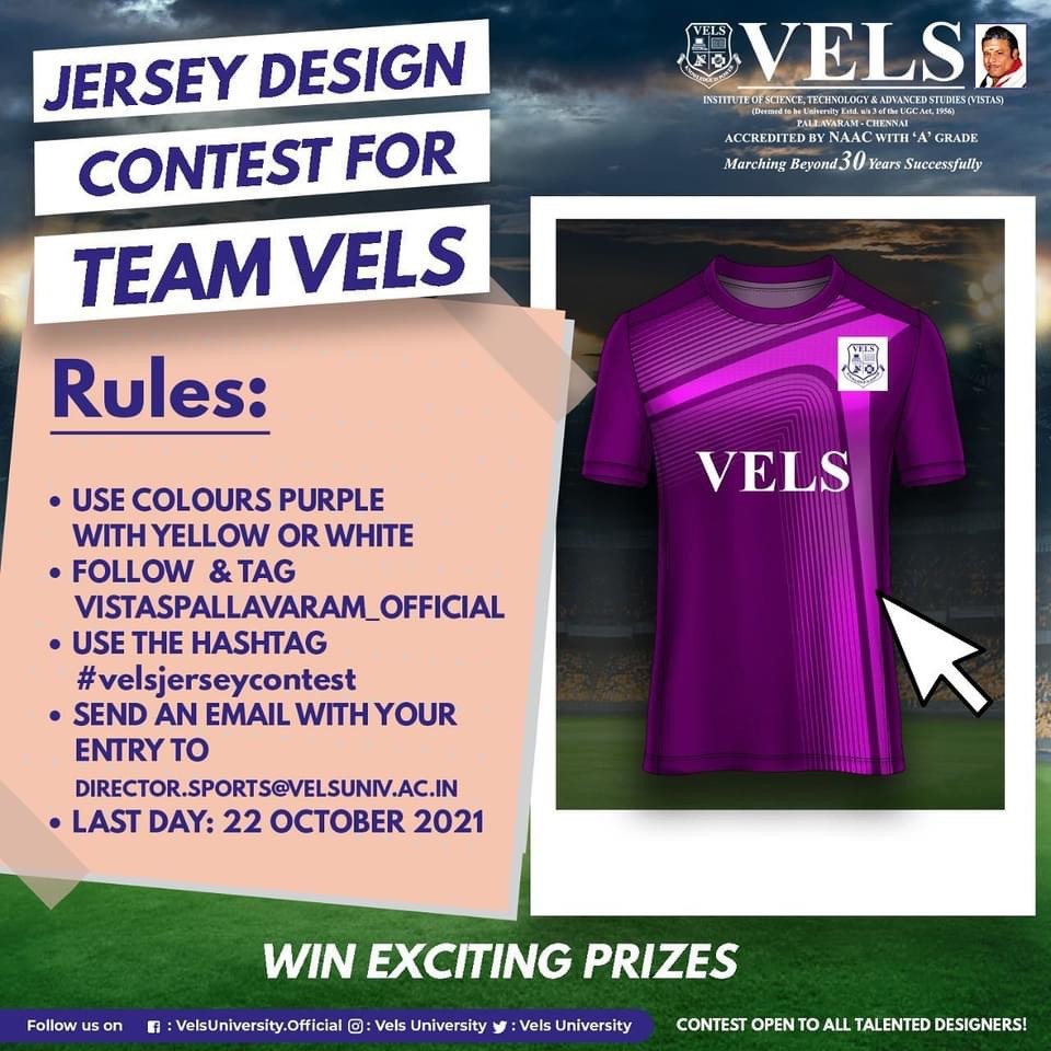 Conducted jersey designing contest at vels university